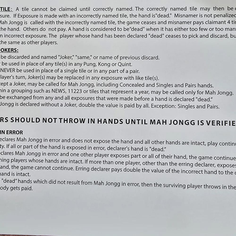 MAHJONG CARD NEW 2025 WITH RULES LARGE PRINT 2 - Picture 2 of 2